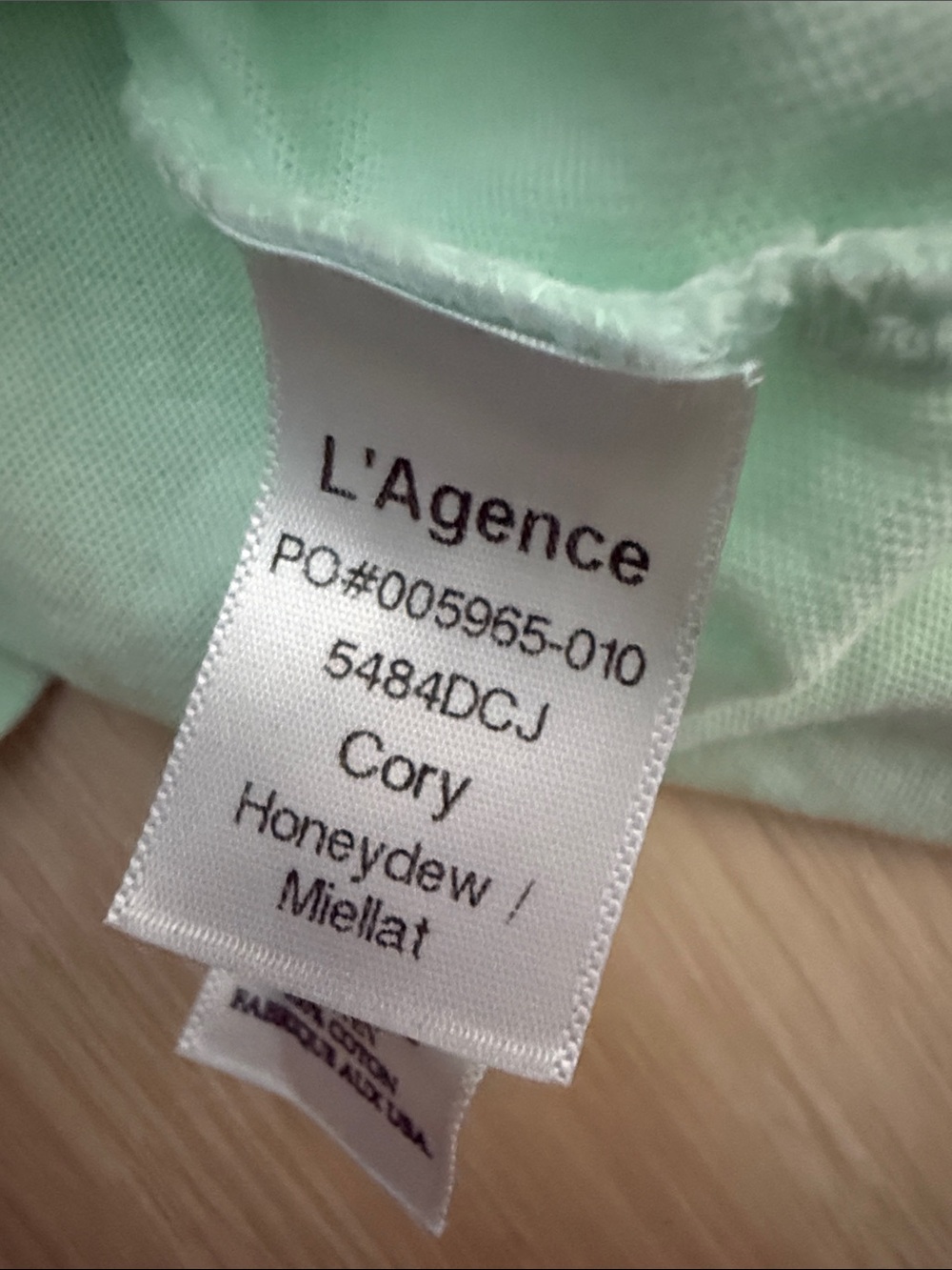 L'AGENCE Honeydew Mint Green Short Sleeve Crew Cory Tee - Picture 8 of 10